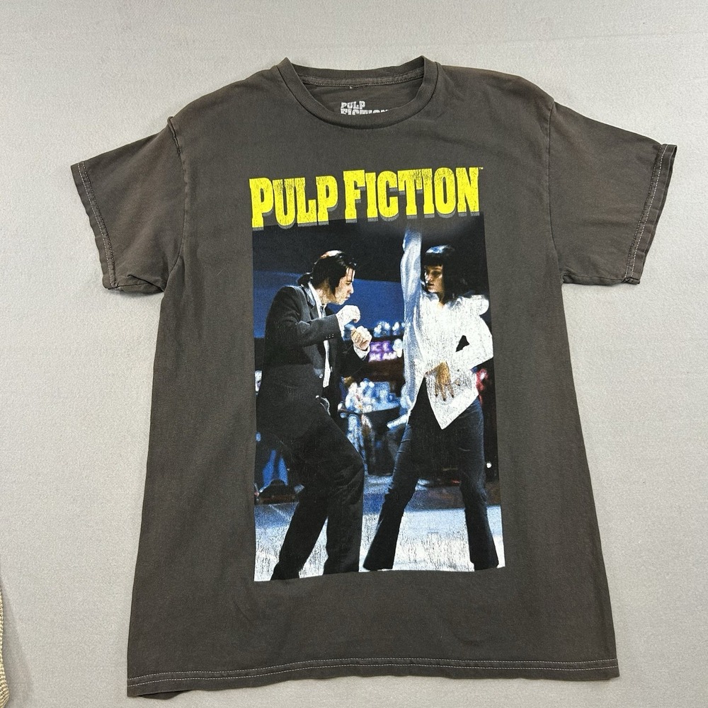 NWT Pulp Fiction T Shirt Sz M Black distressed Graphic Movie Tee Dance Scene Y2K